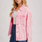 DENIM BUTTON DOWN OVERSIZED JACKET: LT.WASH / S