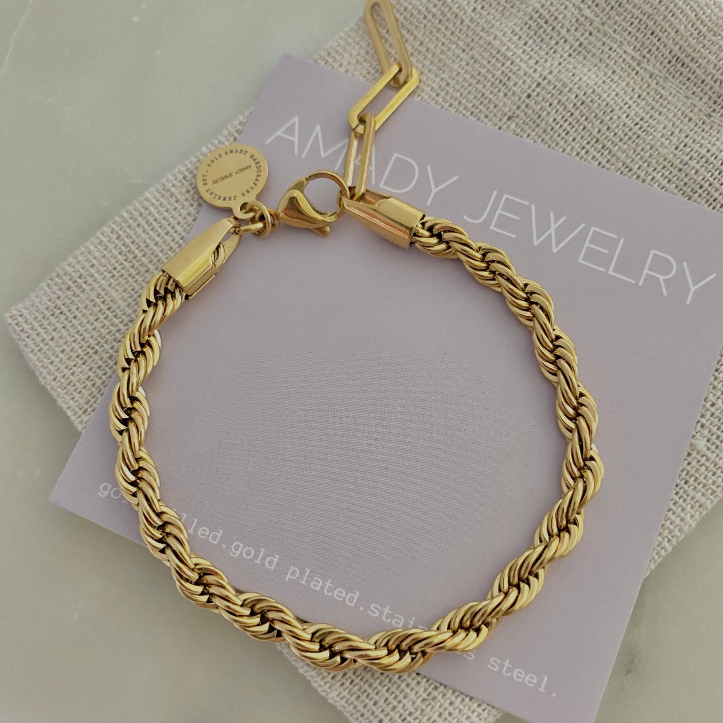 18k Gold Plated Stainless Steel Rope Chain Bracelet