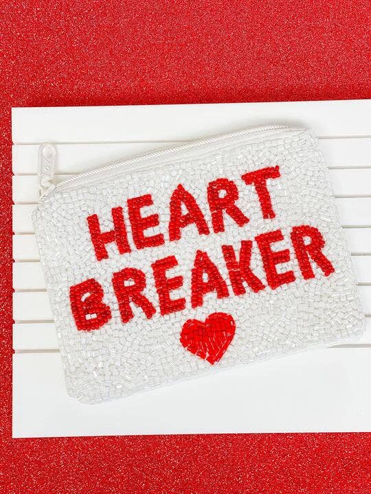 'Heart Breaker' Beaded Zip Pouch