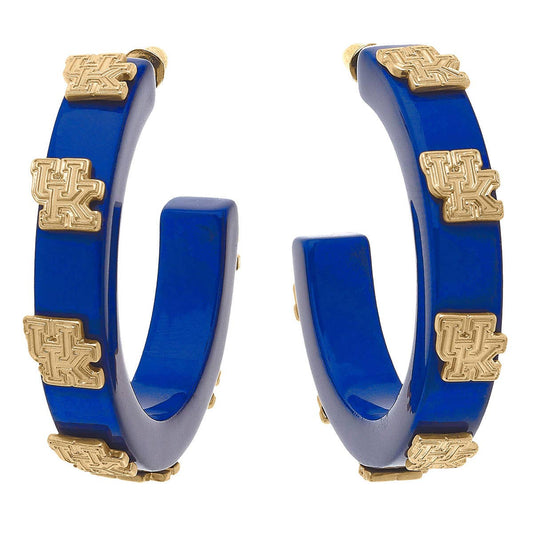 Kentucky Wildcats Resin Logo Hoop Earrings in Blue
