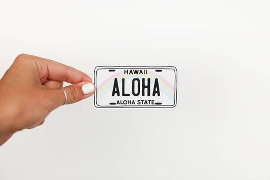 Aloha License Plate Sticker