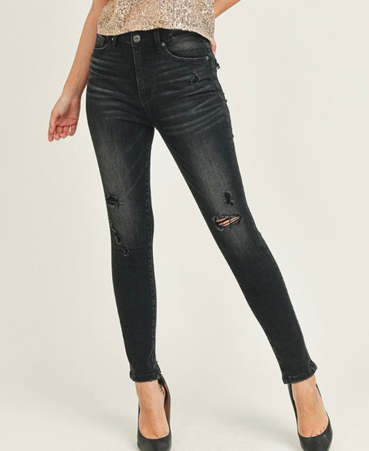 Risen Black Curvy Skinny Jeans Plus Size