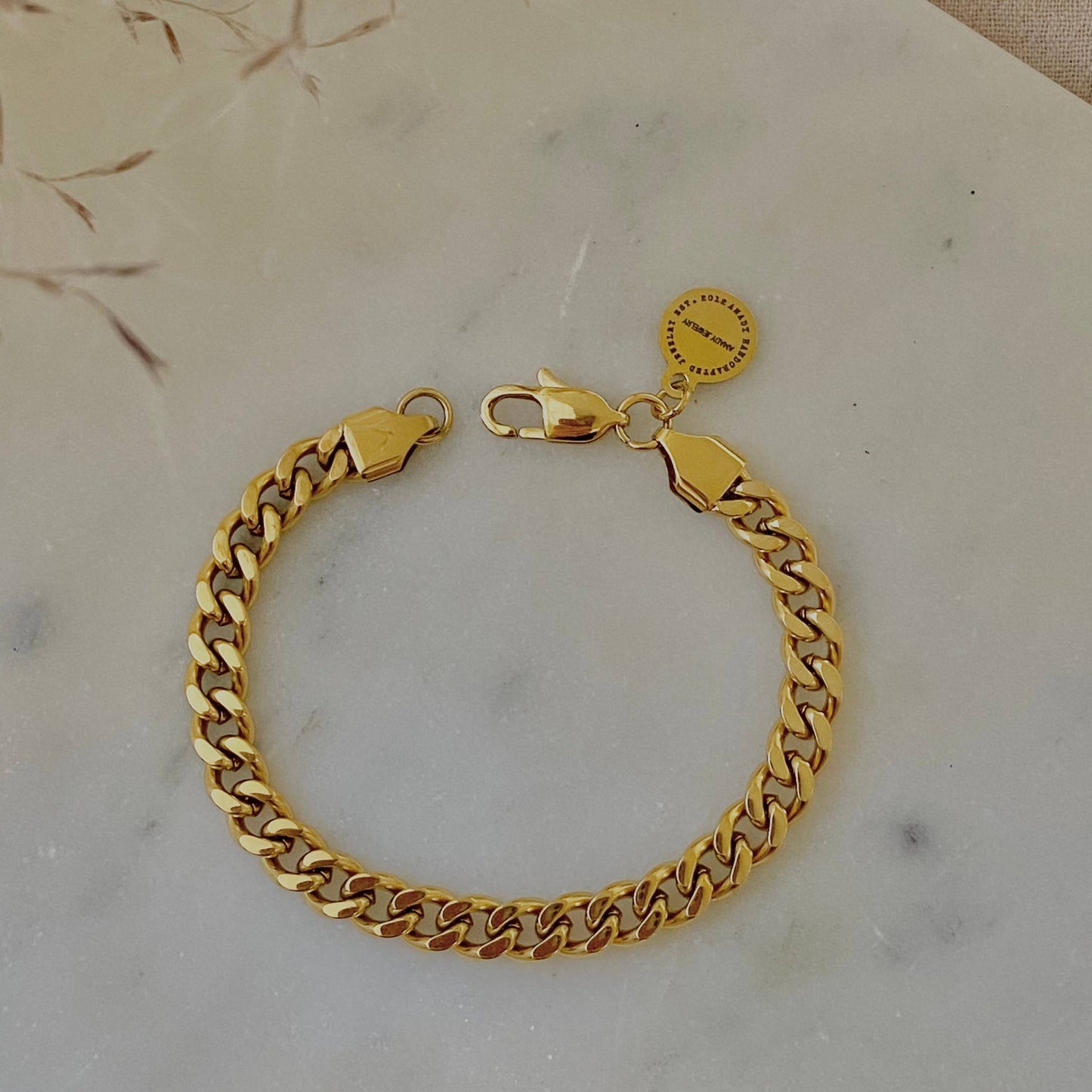 Gold plated 18k cuban chain bracelet stainless steel