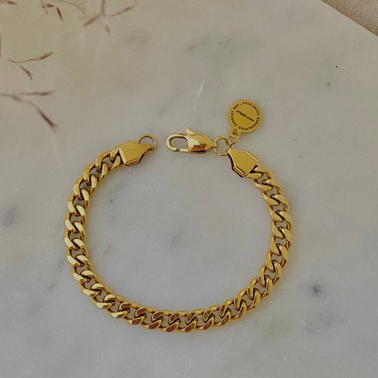 Gold plated 18k cuban chain bracelet stainless steel