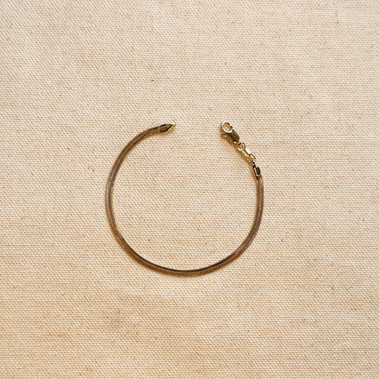 18k Gold Filled 3.0mm Thickness Herringbone Bracelet: 6 inches