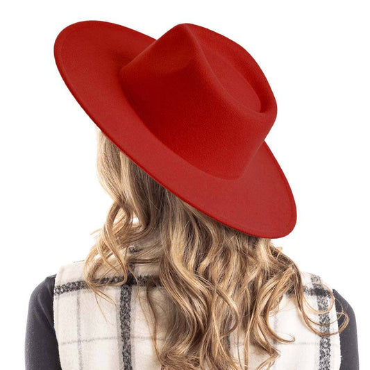 Fire Brick Red Wide Brim Felt Hat for Women