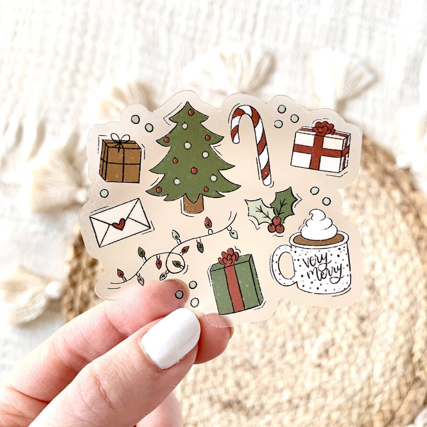 Clear Christmas Favorites Sticker, 3x3 in.