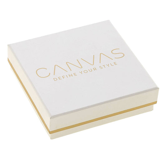 CANVAS Square Gift Box in White Linen with Gold Foil Accents