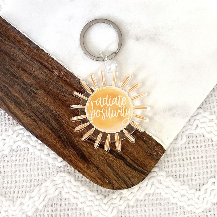 Radiate Positivity Keychain, 2.25x2.25in.